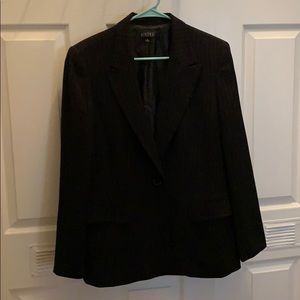 Black and white pin stripped suit jacket.